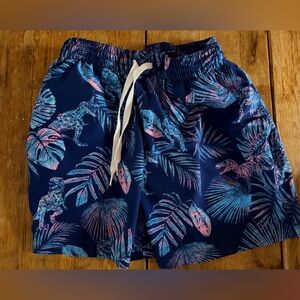 Chubbies Navy and Pink Tropical Swim Trunks